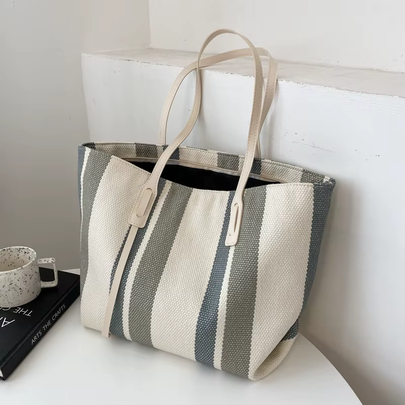Sacs d'été en raphia pour femmes, sac à bandoulière de styliste à rayures, sac de rangement de shopp