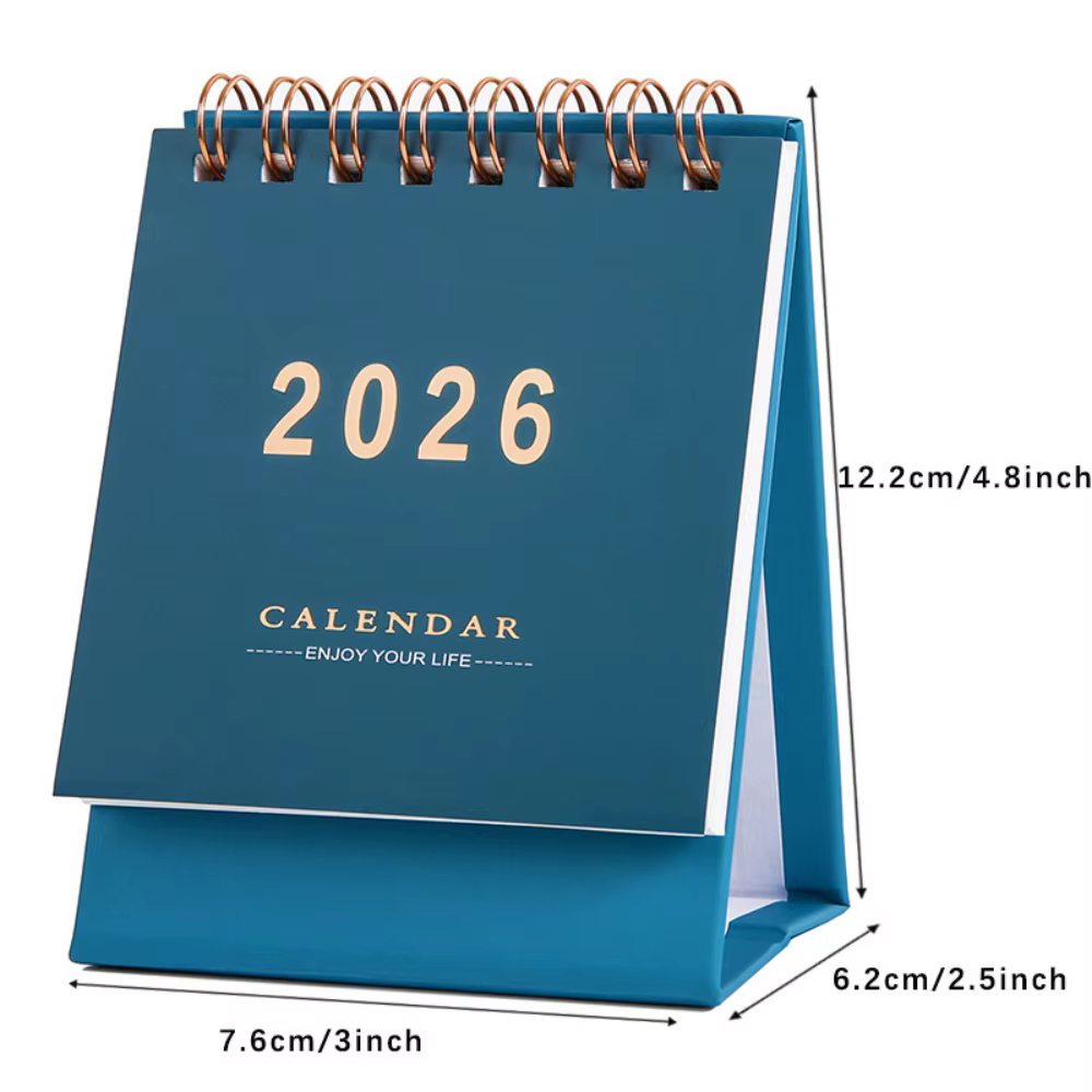 Mini calendrier couleur Morandi 2026, petit calendrier de bureau, calendrier mémo, planificateur, dé