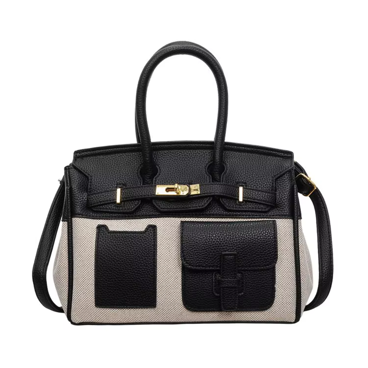 Sac fourre-tout de luxe texturé pour femme, nouvelle collection 2026, en cuir patchwork avec décorat