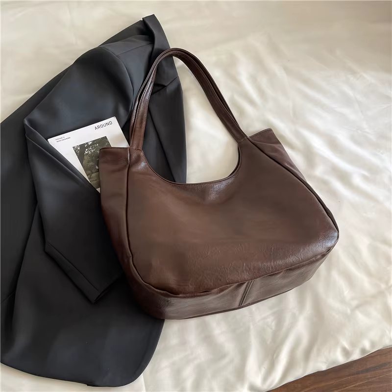 Sac Vintage en cuir Pu pour femmes, sac à bandoulière Simple de grande capacité, abricot bolsa femin