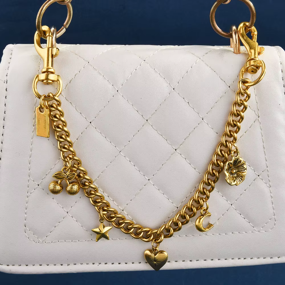 Sac messager tendance pour femme en forme de cœur de cerise avec chaîne ; Porte-clés polyvalent ; Dé