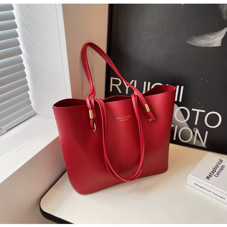 Sac à bandoulière rouge en cuir PU, grande capacité, marque de bonne qualité, fourre-tout de luxe de