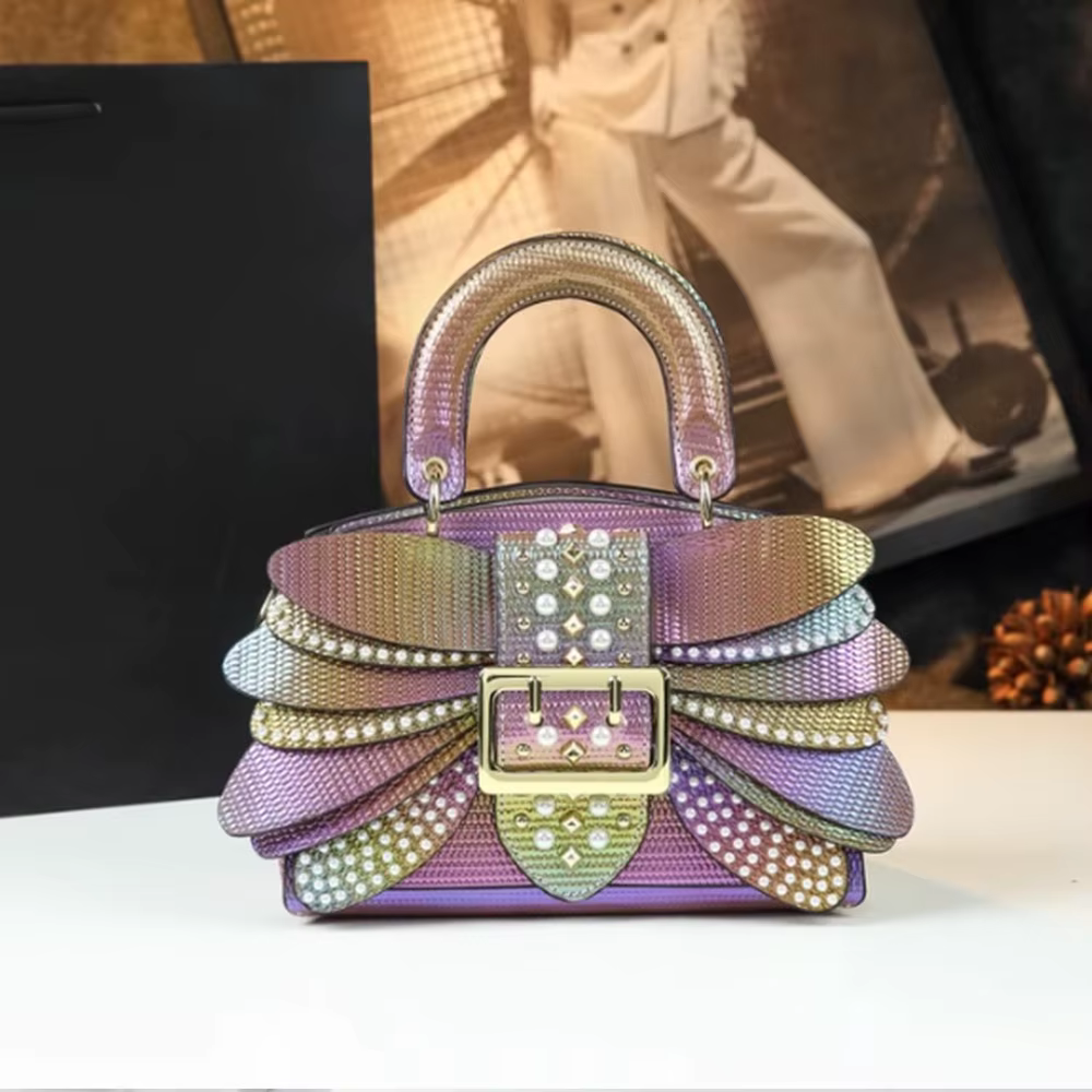 Nouveau Sac à Main Femme 2026 en Cuir Véritable avec Rivets Perlés, Sac Tendance et Polyvalent, Mini