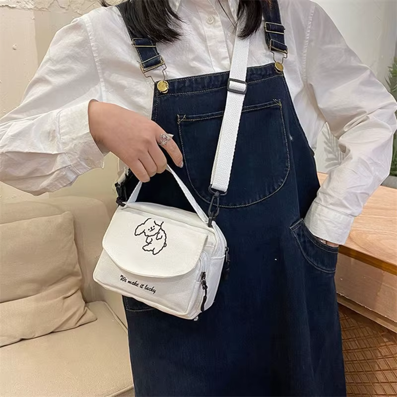 Sacs messagers pour femmes adolescentes, petit sac carré imprimé en toile pour dames, sac à bandouli