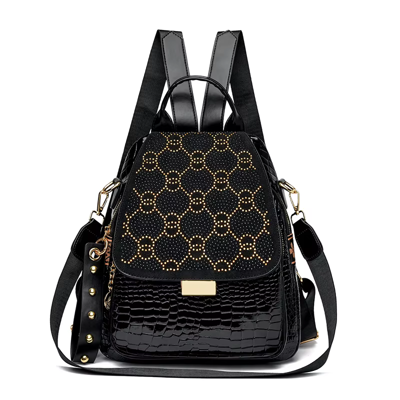 Sac à dos de luxe en cuir ciré à l'huile pour femmes, sac à bandoulière tendance de grande capacité,