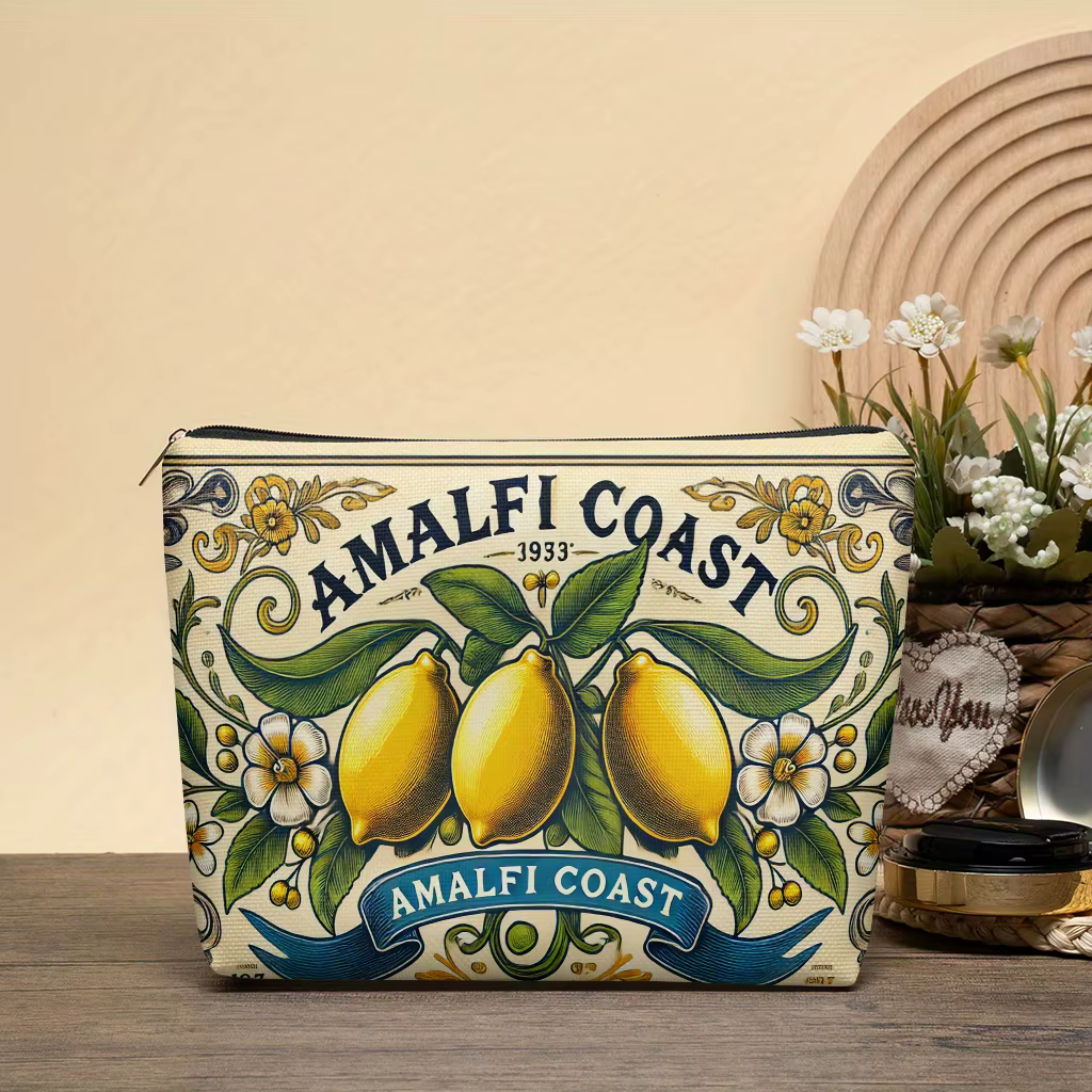 Un sac de maquillage Amalfi Coast Lemon Blossom - Jolie pochette multifonctionnelle à fermeture écla
