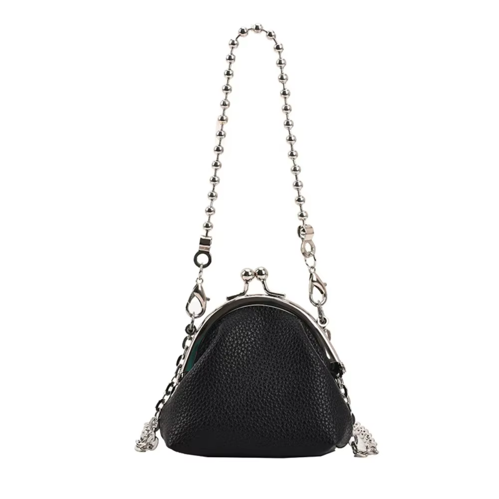 Sac bandoulière en cuir PU français avec chaîne métallique, sac à main, sac à bandoulière, grande ca