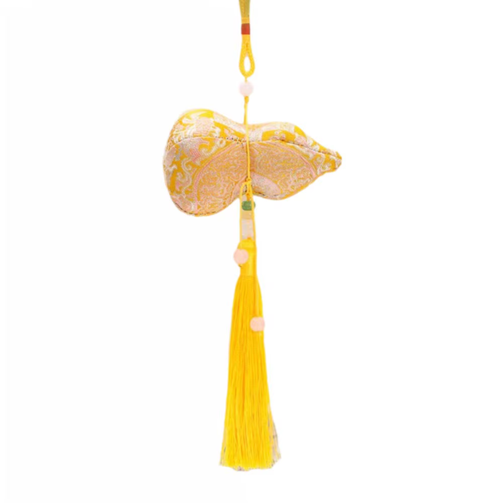 Sac brodé traditionnel en brocart de calebasse, style chinois, avec pompon, sachet de calebasse, pen