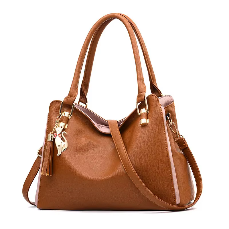 Sac à bandoulière en cuir souple grande capacité pour femme, sac seau simple à porter en travers du 