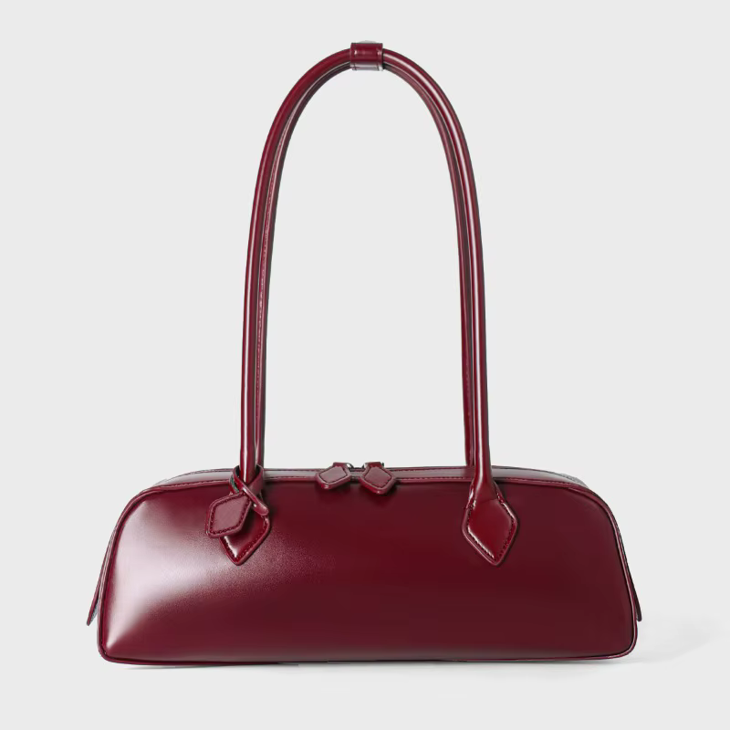 Sac à bandoulière pour femme en cuir véritable grande capacité, style minimaliste coréen, rouge, pou