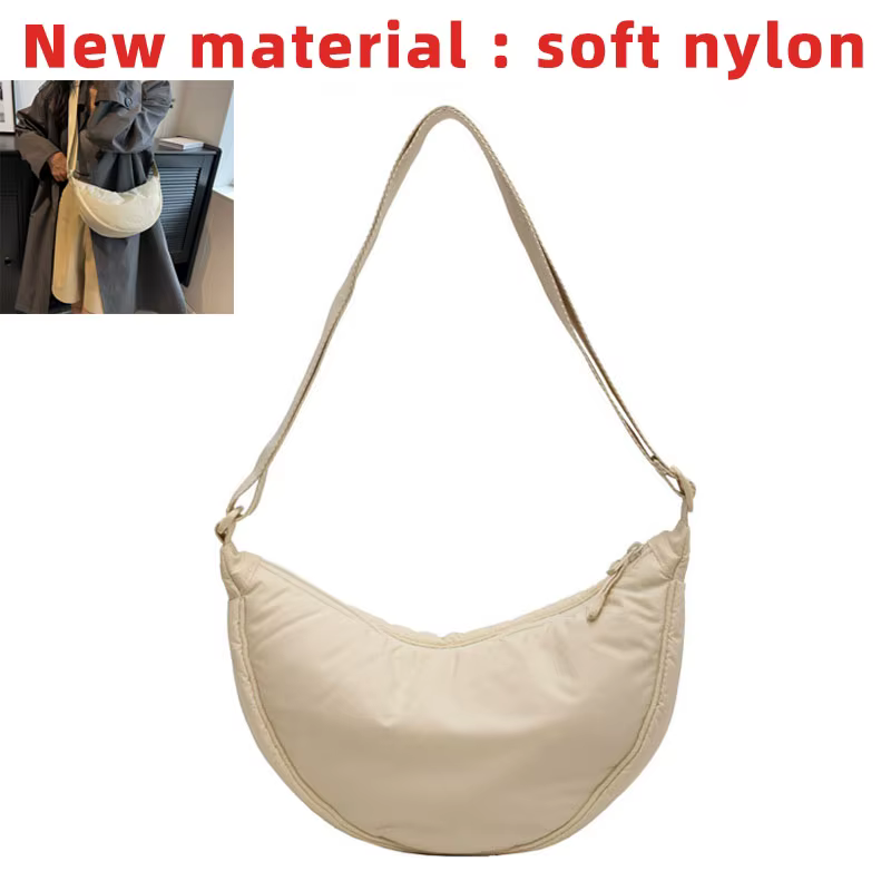 Sac à bandoulière Portable de couleur unie pour femmes, sacs à bandoulière rembourrés en tissu Nylon
