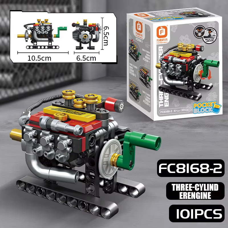 Ensemble de blocs de construction de moteur miniature 2/3/4/6/8 cylindres turbo, jouet éducatif, bri