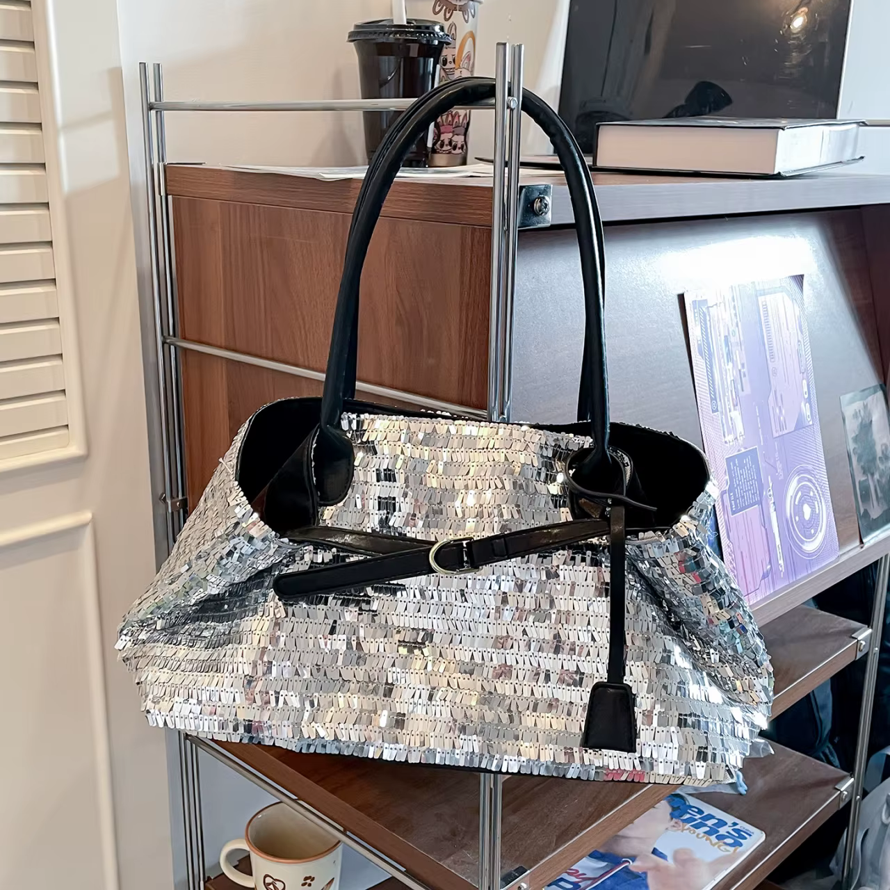 Sacs fourre-tout décontractés à sequins grande capacité, sacs à bandoulière tendance de haute qualit