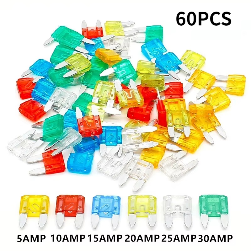Kit combiné de fusibles de voiture, 60 pièces, Mini Kit de remplacement de fusibles à lame automatiq