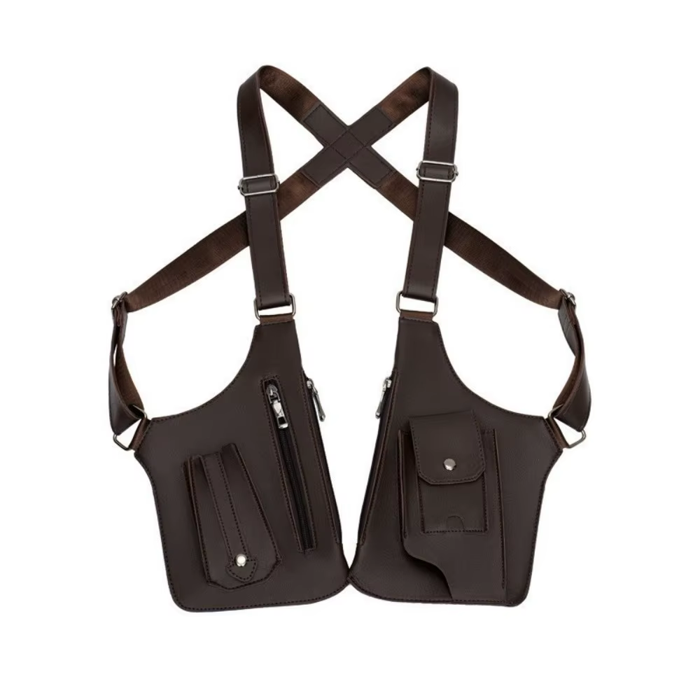 Sac vintage à double bandoulière sous le bras, sangle réglable, style steampunk, poche de portefeuil