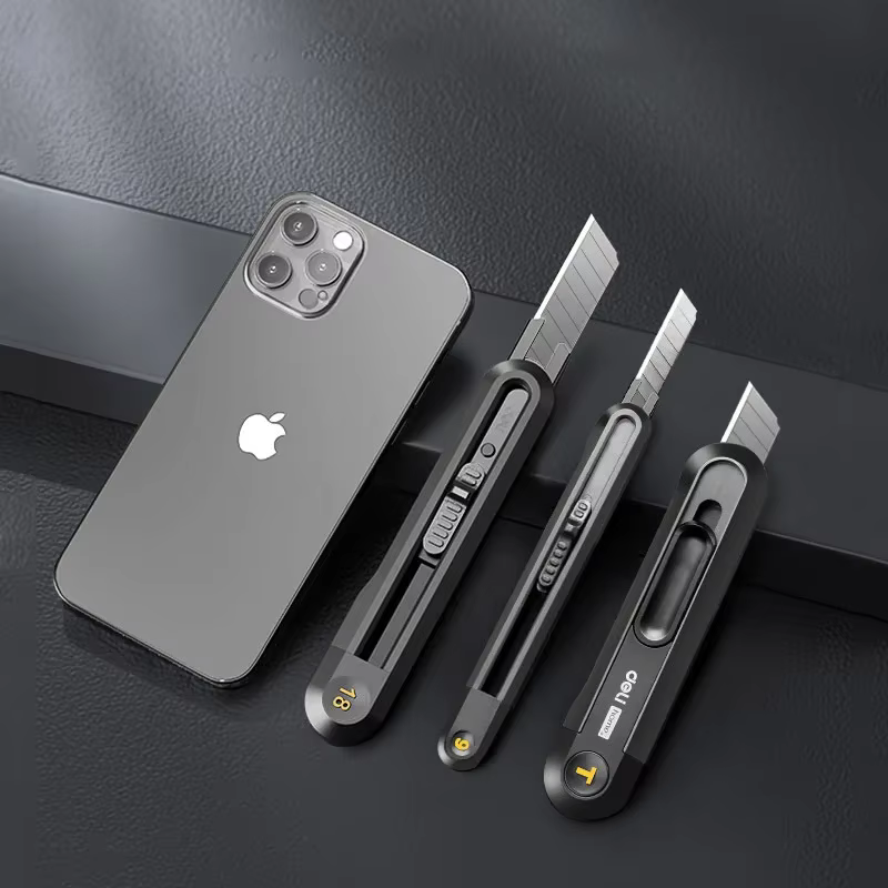 Mini couteau utilitaire rétractable Deli Snap-off, lames en acier à haute teneur en carbone de 9/18 