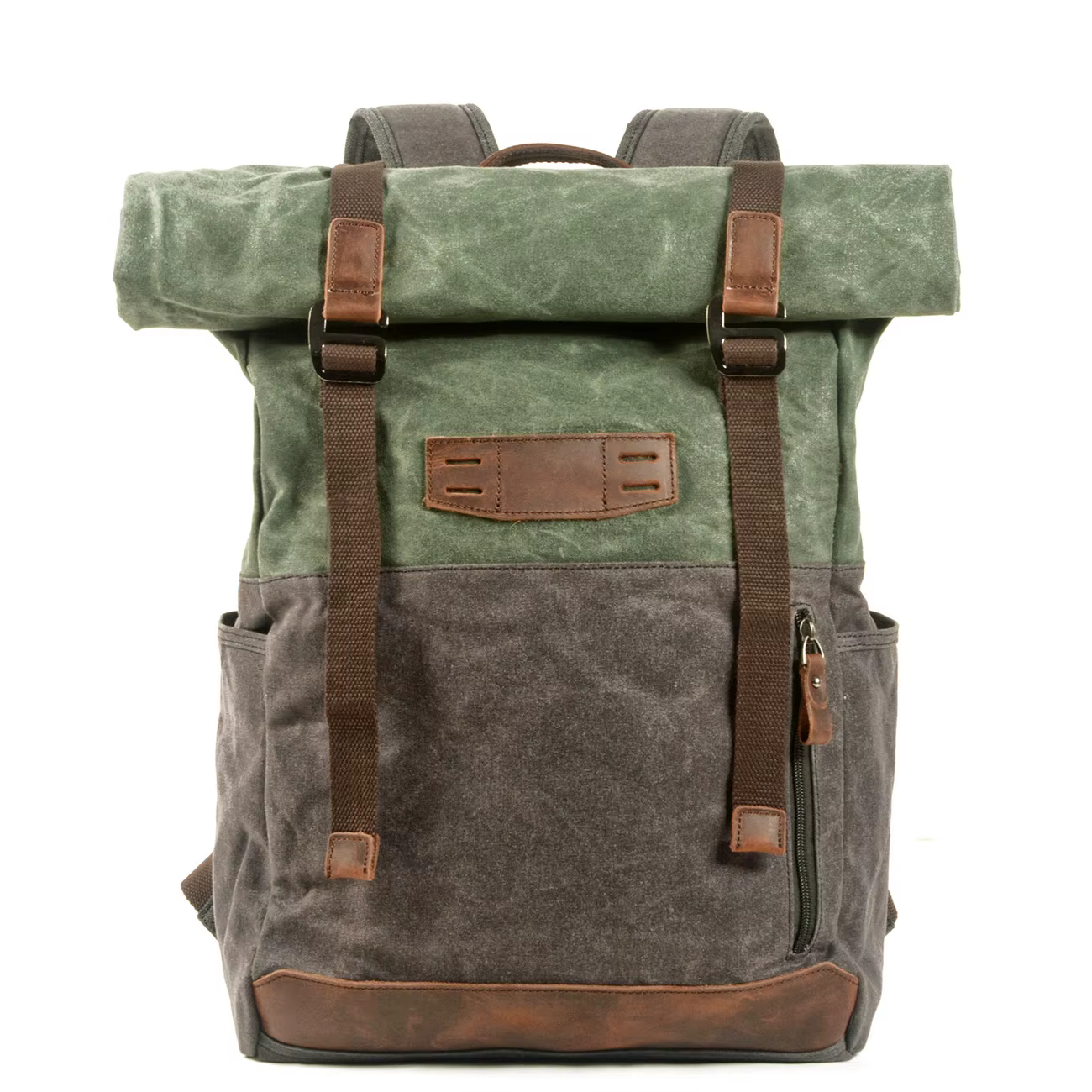 Sac en Toile Rétro Europe et Etats-Unis, Cire à l'Huile Contrastée SR, Cartable pour Étudiant, Rando