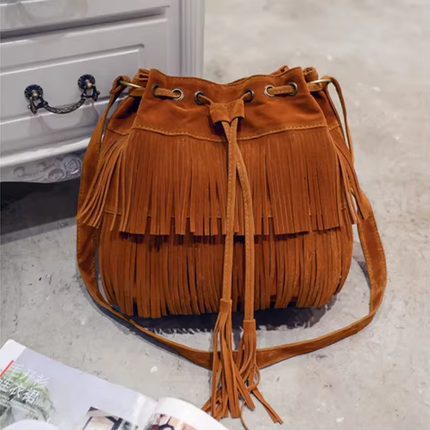 Mode rétro Faux daim frange femmes sacs de messager fourre-tout nouveau sac à main gland épaule sacs