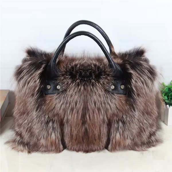 Sac à Main en Fourrure de Renard group pour Femme, Sacs à Bandoulière, Sac à Main en Fourrure Décont