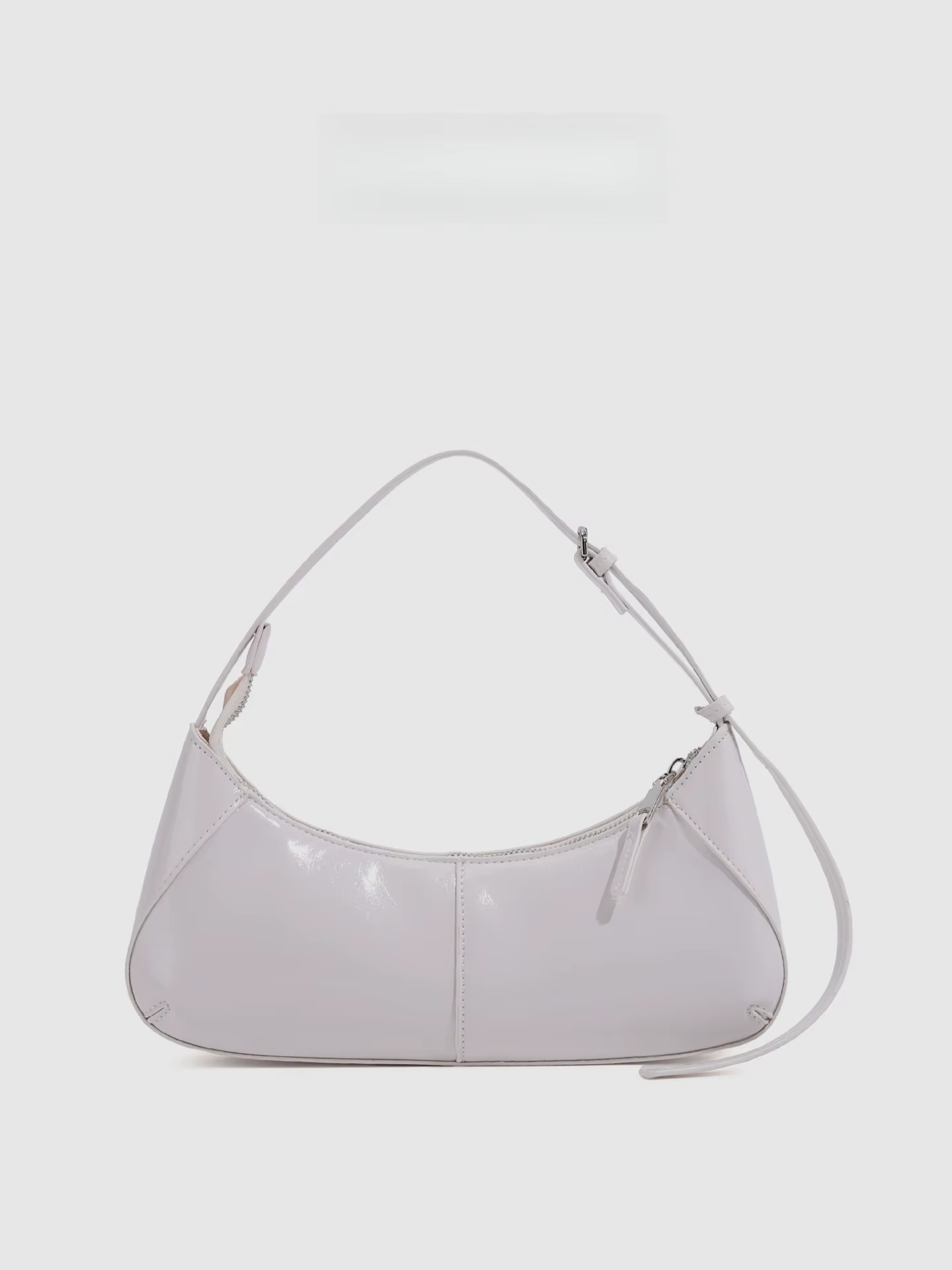 Sac baguette en cuir noir brillant pour femme, sac à bandoulière quotidien d'été