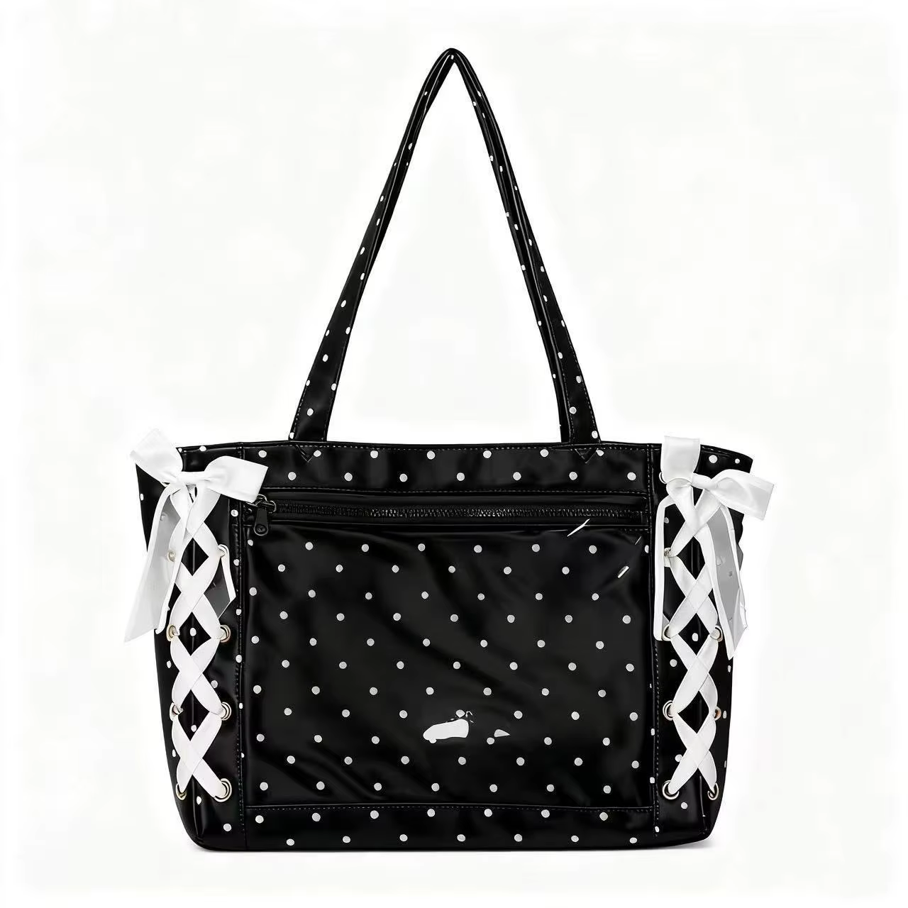 Sac à poignée supérieure pour femmes, sac à bandoulière en ruban de Satin à pois, grande capacité po