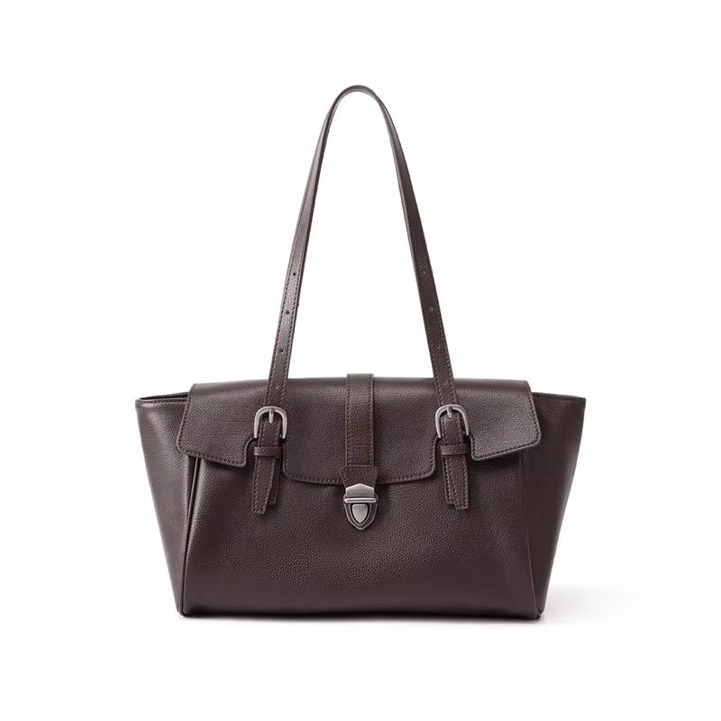 Sac fourre-tout en cuir véritable pour femme, grande capacité, noir, pour le travail, les trajets qu