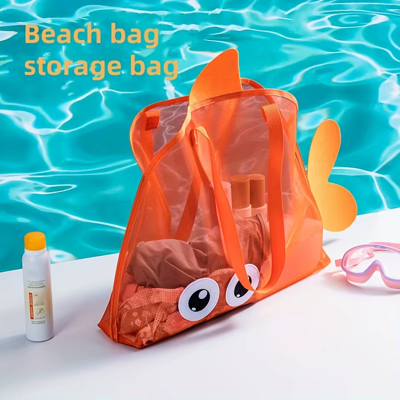 Sac de plage en filet, grand sac fourre-tout de plage avec poches pour jouets et essentiels de vacan