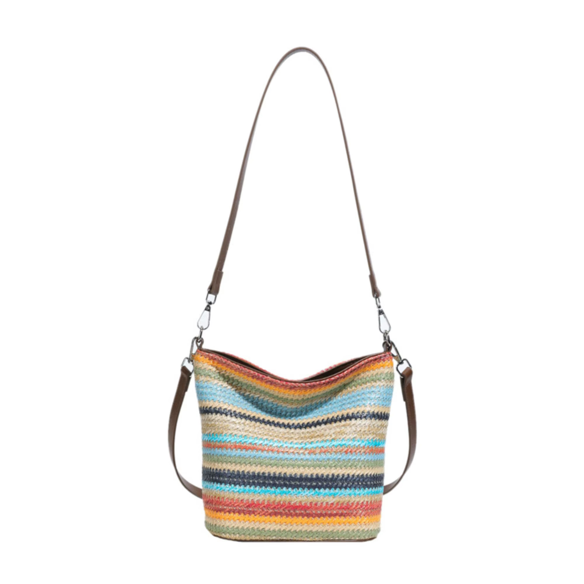 Sac fourre-tout rayé coloré en stock avec poignée supérieure en cuir, portefeuille quotidien pour té