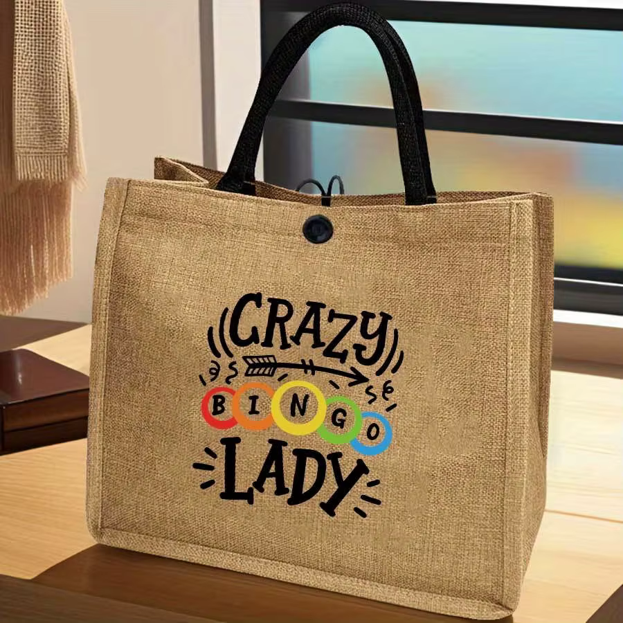 Sac fourre-tout pour femme avec motifs de cartes de bingo - Sac à main coloré adapté au trajet domic
