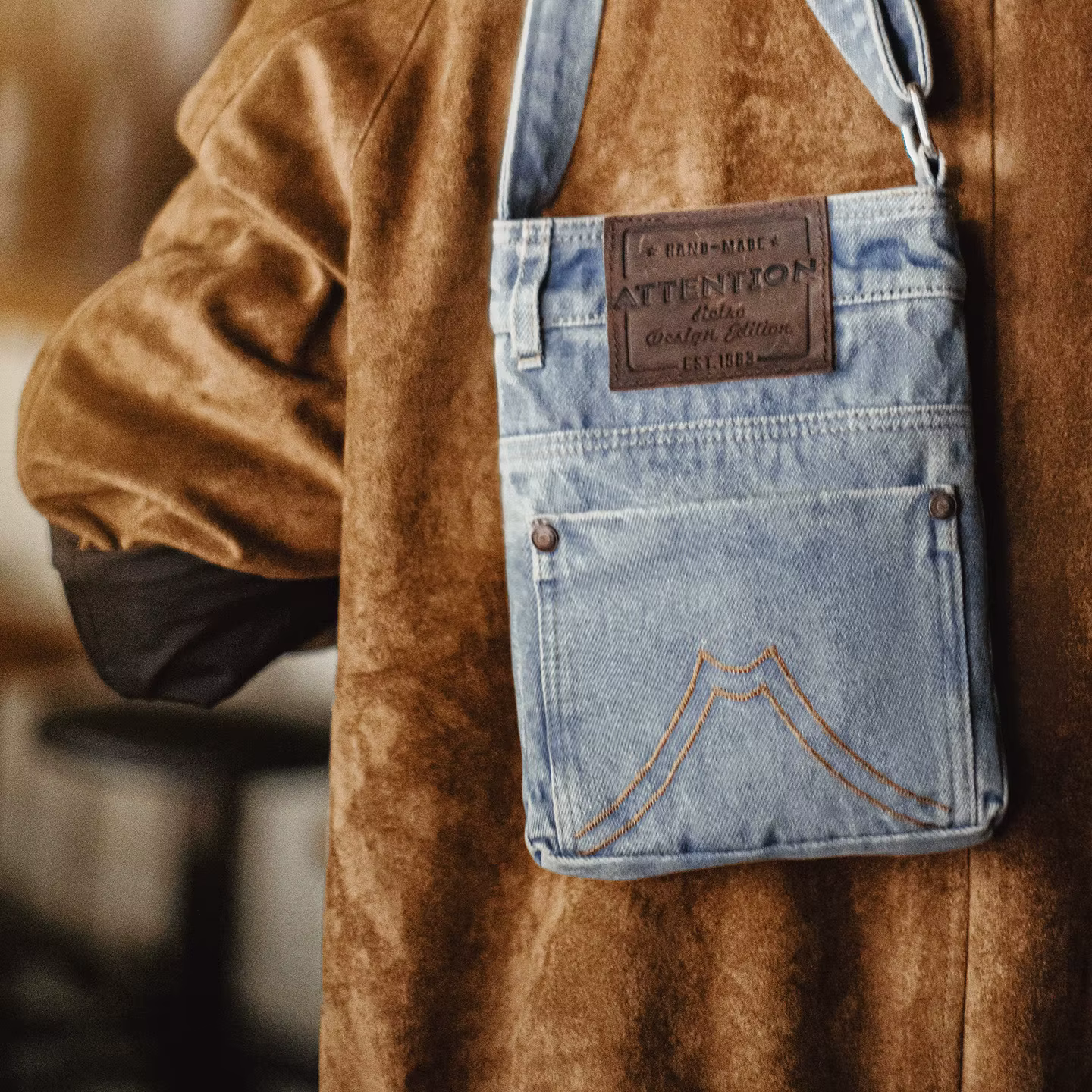 Sac bandoulière en toile denim bleu délavé Maden, sac messager unisexe, sac à bandoulière vintage po