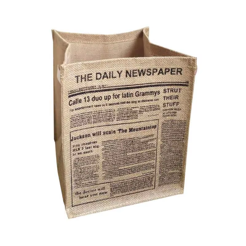 E8BD – en toile jute réutilisable, panier rangement pliable en lin, organisateur d'épicerie, boîte d