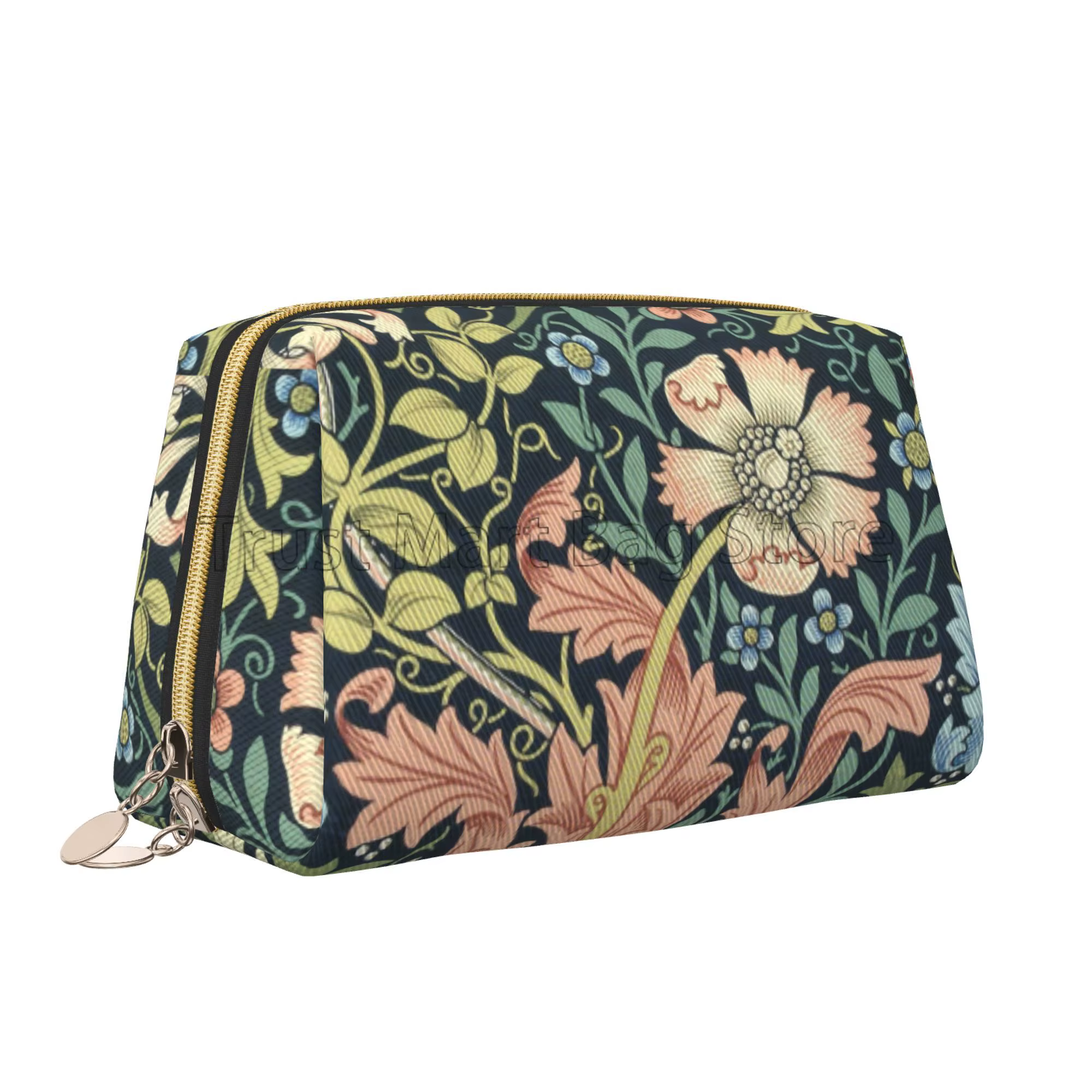 Trousse de maquillage en cuir imprimé William Instability pour femme, trousse de toilette cosmétique