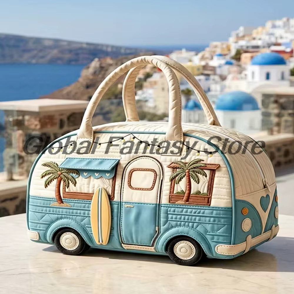 Sac de voyage matelassé Hawaii Camper Van, sac de plage, sac de surf et sac fourre-tout à motif palm