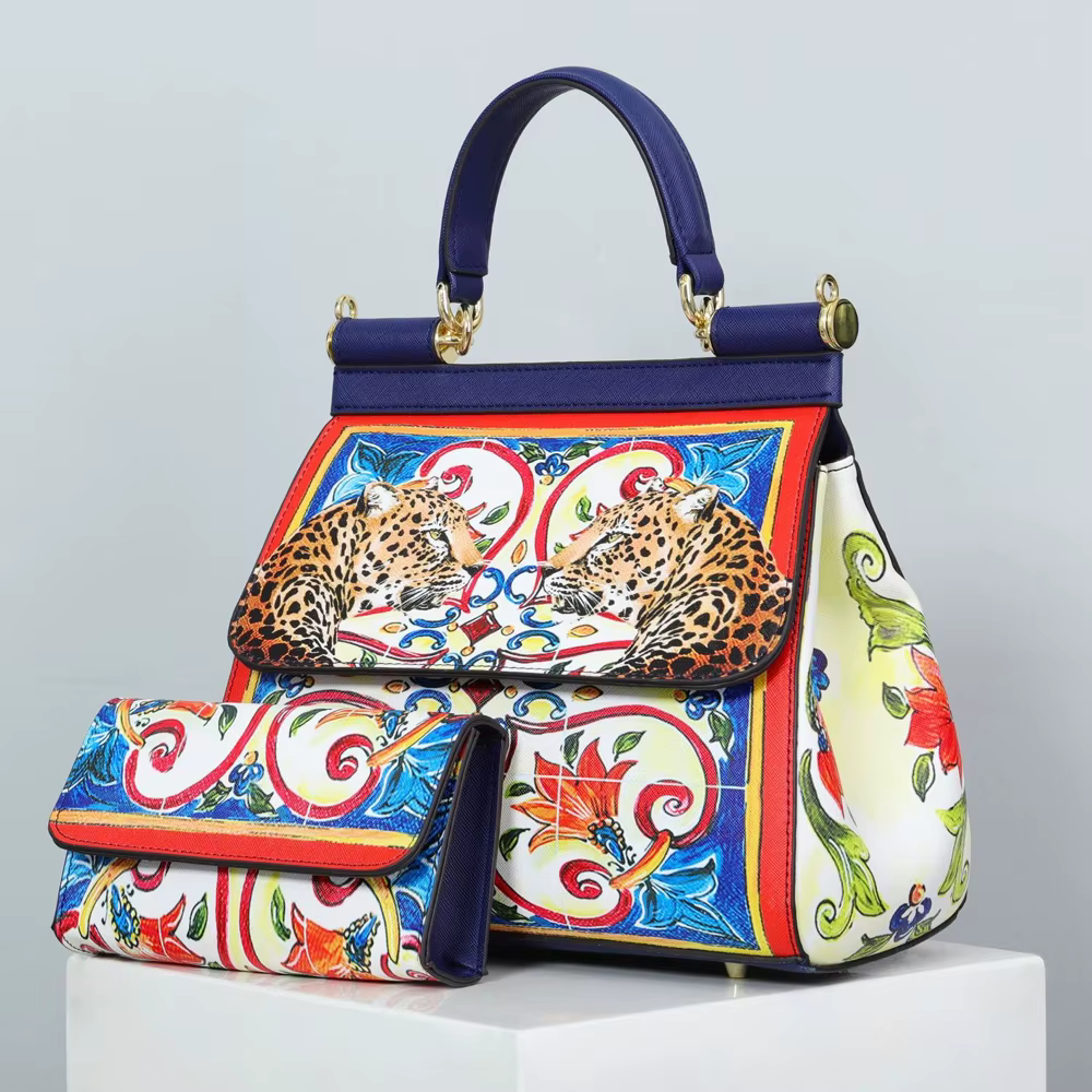 Femmes de luxe sacs en cuir Vintage peinture Art sac à main sacs à main fille sac à bandoulière mode