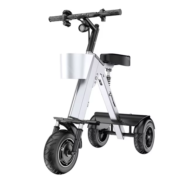 Mini tricycle électrique pour adulte, pliable, avec panier, 36V, 450W, 4 roues, léger, voyage, avec 