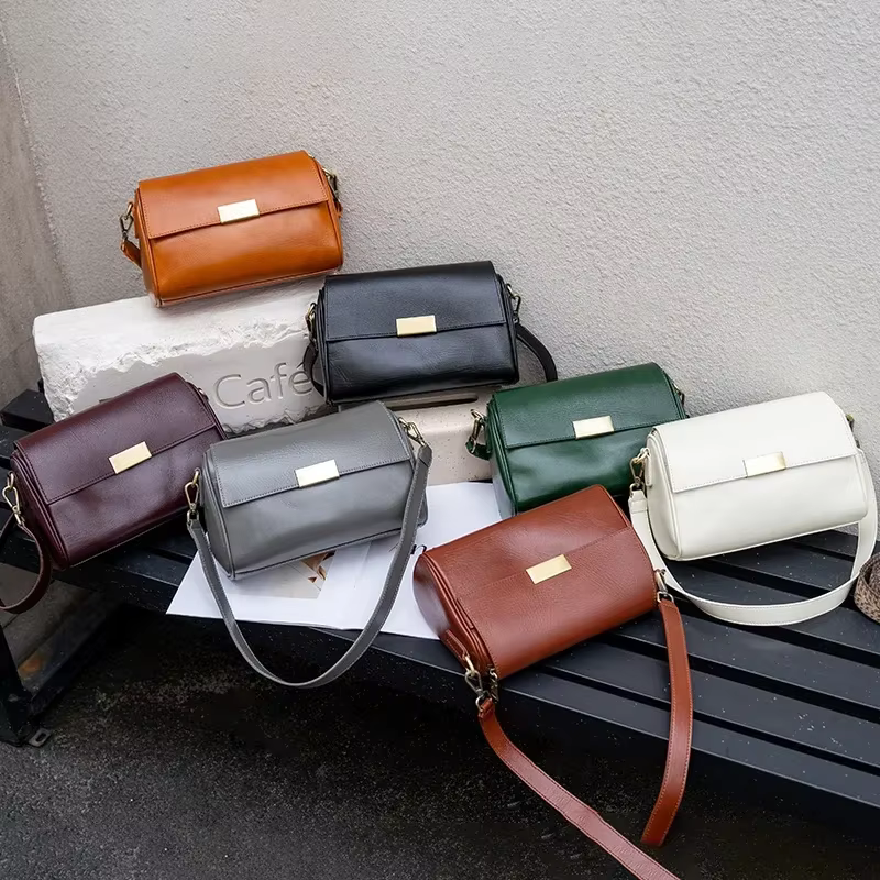 Sac à bandoulière en cuir de vache véritable pour femmes, sac à bandoulière rétro polyvalent pour da