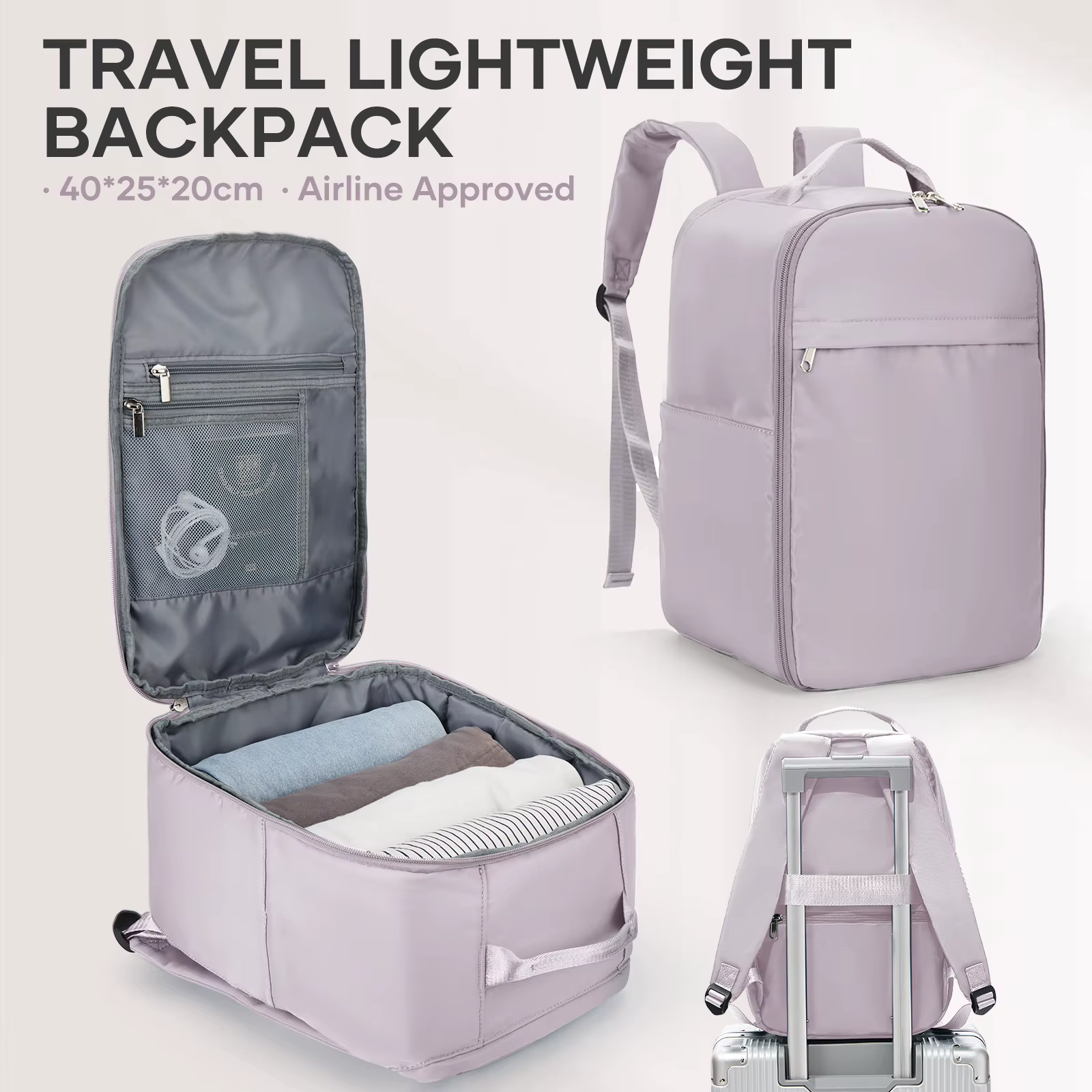 Sac à dos de bagage à main d'avion pour sac de cabine Ryanair 40x20x25, sac à dos de voyage léger po