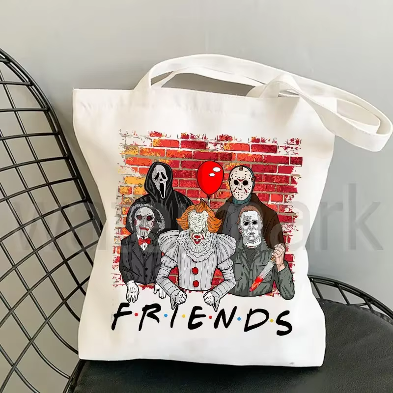 Grand Sac Fourre-Tout Réutilisable pour Halloween, Cadeau pour Amis, ix, Shopping, Tueurs de Films