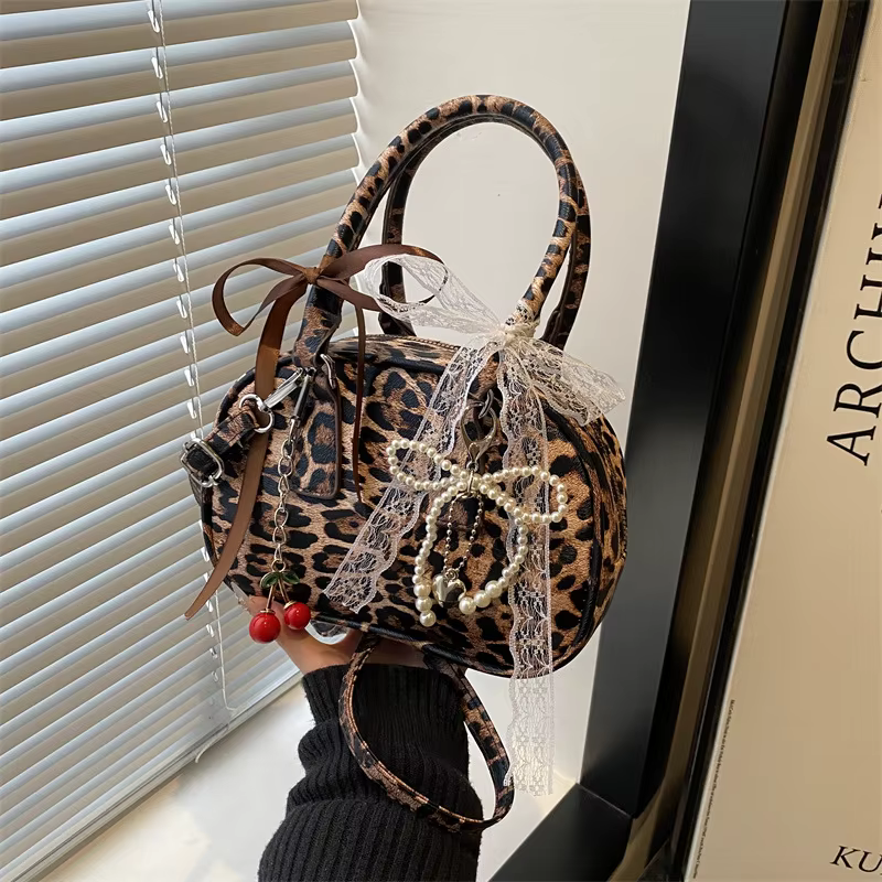 Sacs à bandoulière en PU léopard vintage pour femmes, sacs à main tendance portables pour femmes, sa