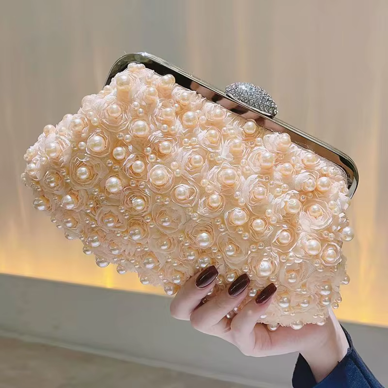 Sac à main de soirée perlé pour femme, pochette perlée, sac à fleurs, sac à main pour socialite, mar