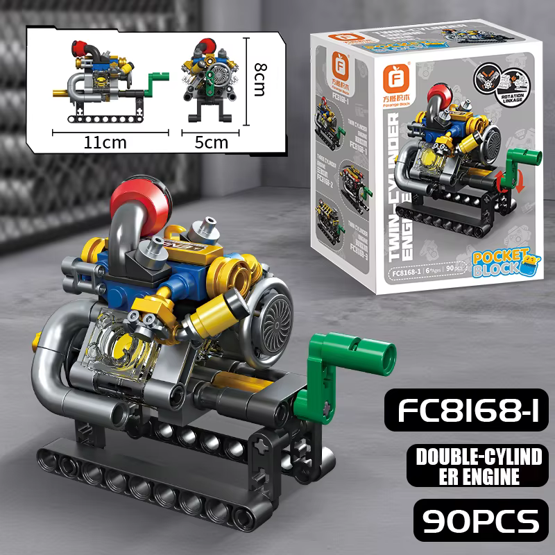 Ensemble de blocs de construction de moteur miniature 2/3/4/6/8 cylindres turbo, jouet éducatif, bri