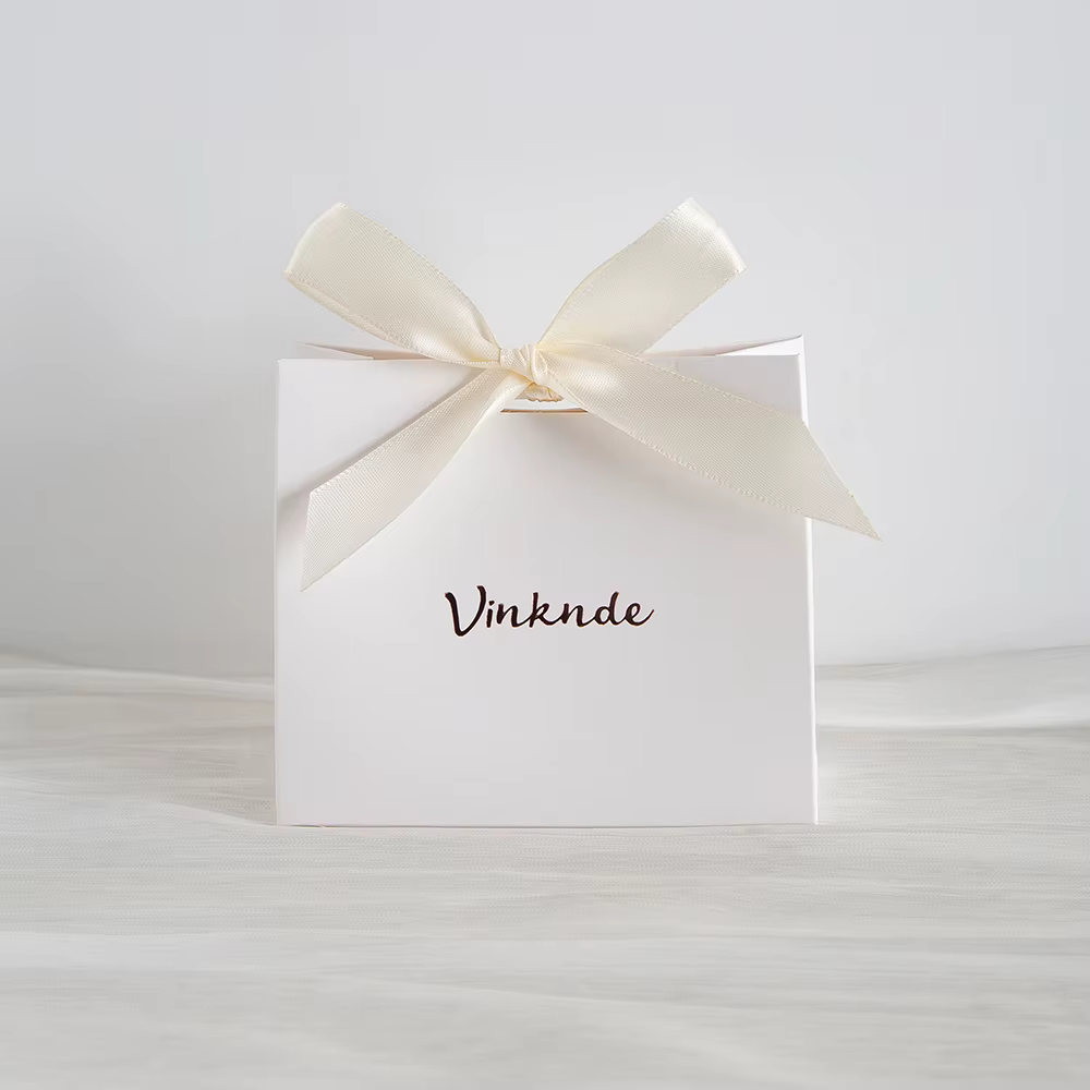 Sac fourre-tout élégant en Kraft blanc rose avec ruban, sacs cadeaux avec Logo personnalisé pour ann