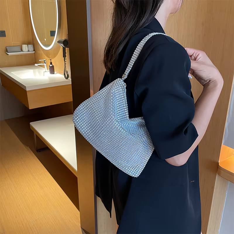 Nouvelle Pochette de Soirée 2026 pour Femme – Sac à Main Élégant à Poignée Supérieure Scintillant po