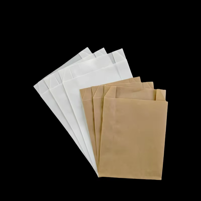 Sacs alimentaires en papier jetables, 100 pièces, sacs de collation à fond plat kraft et blanc pour 
