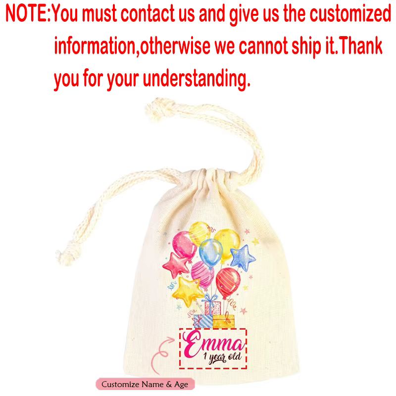 Sac à cordon ballon joyeux anniversaire personnalisé, 5 pièces, décoration pour enfant garçon et fil
