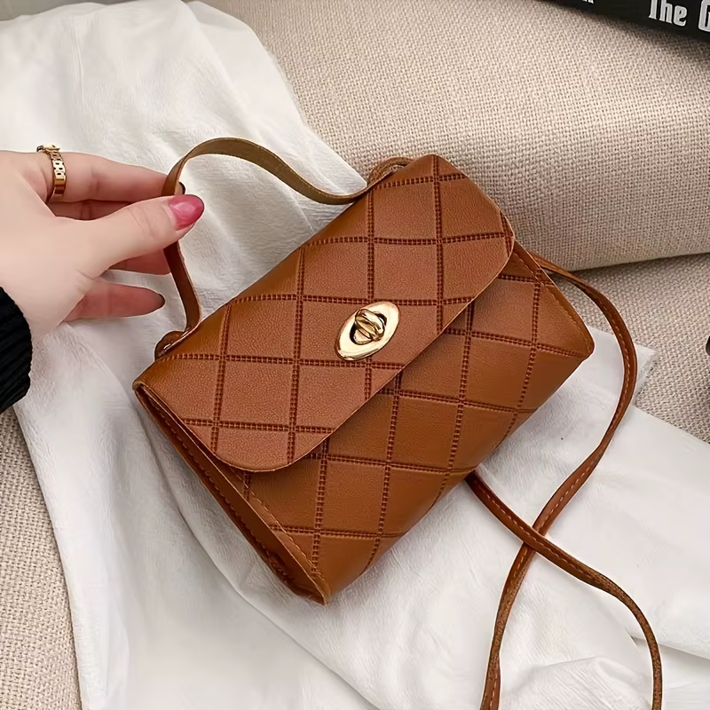 Sac carré matelassé en diamant de Style coréen pour femmes, sac à bandoulière tendance avec poignée 