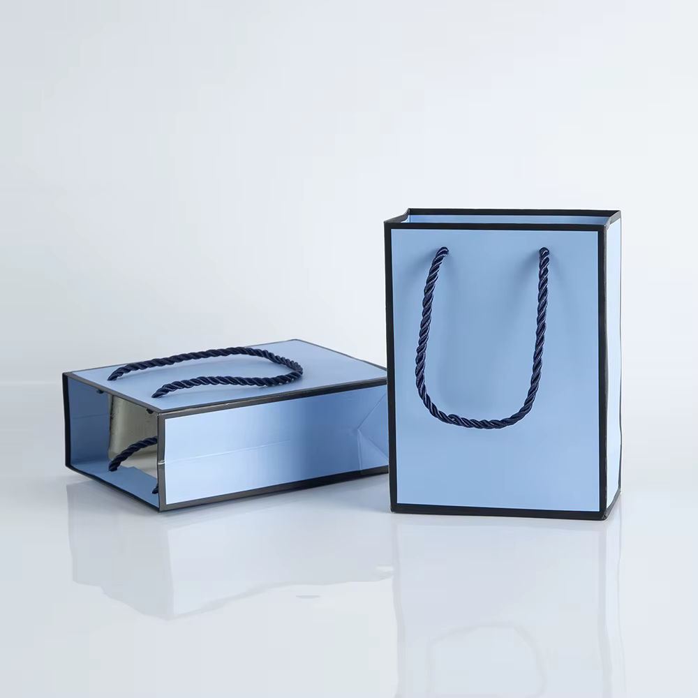 Sacs cadeaux en papier Kraft avec poignées, 24/50/100 pièces, sacs de shopping, sacs artisanaux bleu