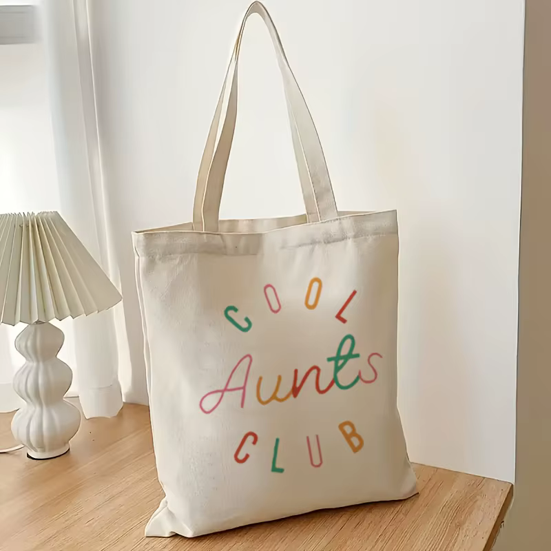 Sac fourre-tout en toile imprimé Cool Aunt Club, idéal pour un usage quotidien, les courses, l'école
