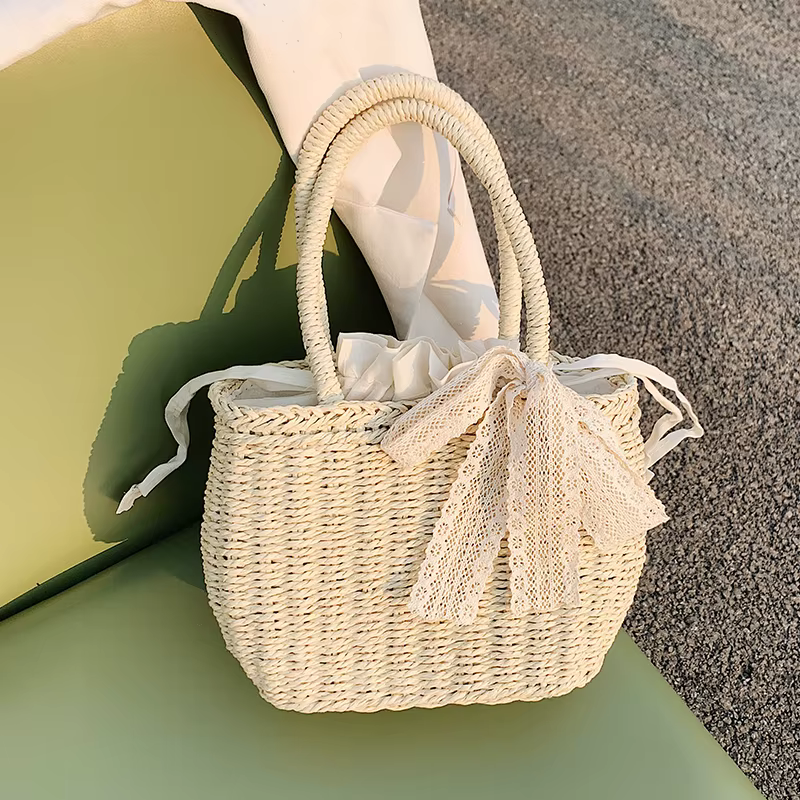 Sac à bandoulière tissé en rotin pour femmes, sacs à main en paille, sac à panier d'été, sac de plag