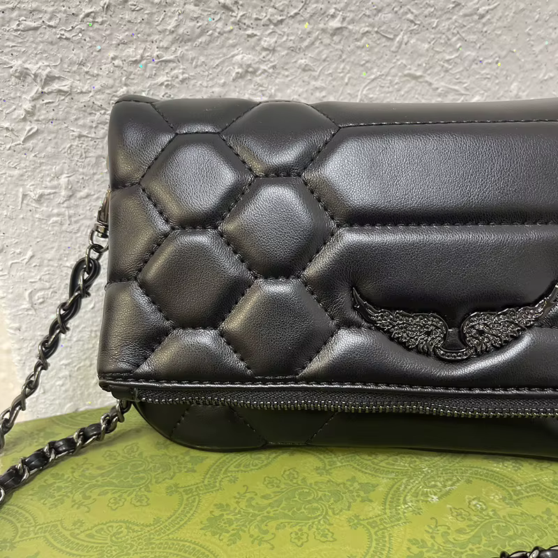 Sacs à bandoulière pour femmes, sac à bandoulière de créateur avec décoration en forme d'aile, 2 cha